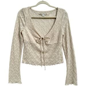 UO Kimchi Blue Quinn Lace Long Sleeve Top cream y2k babydoll whimsigoth Large